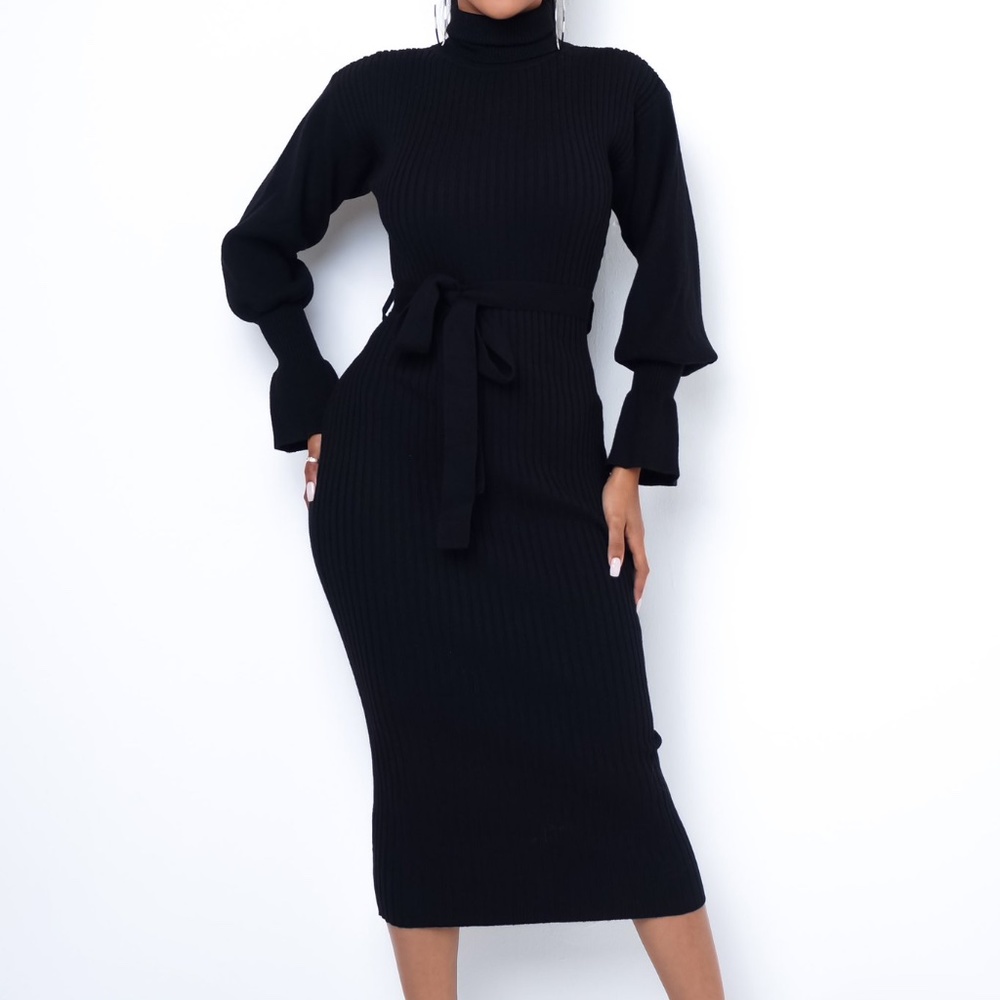 Black Midi Dress "Handling Business"